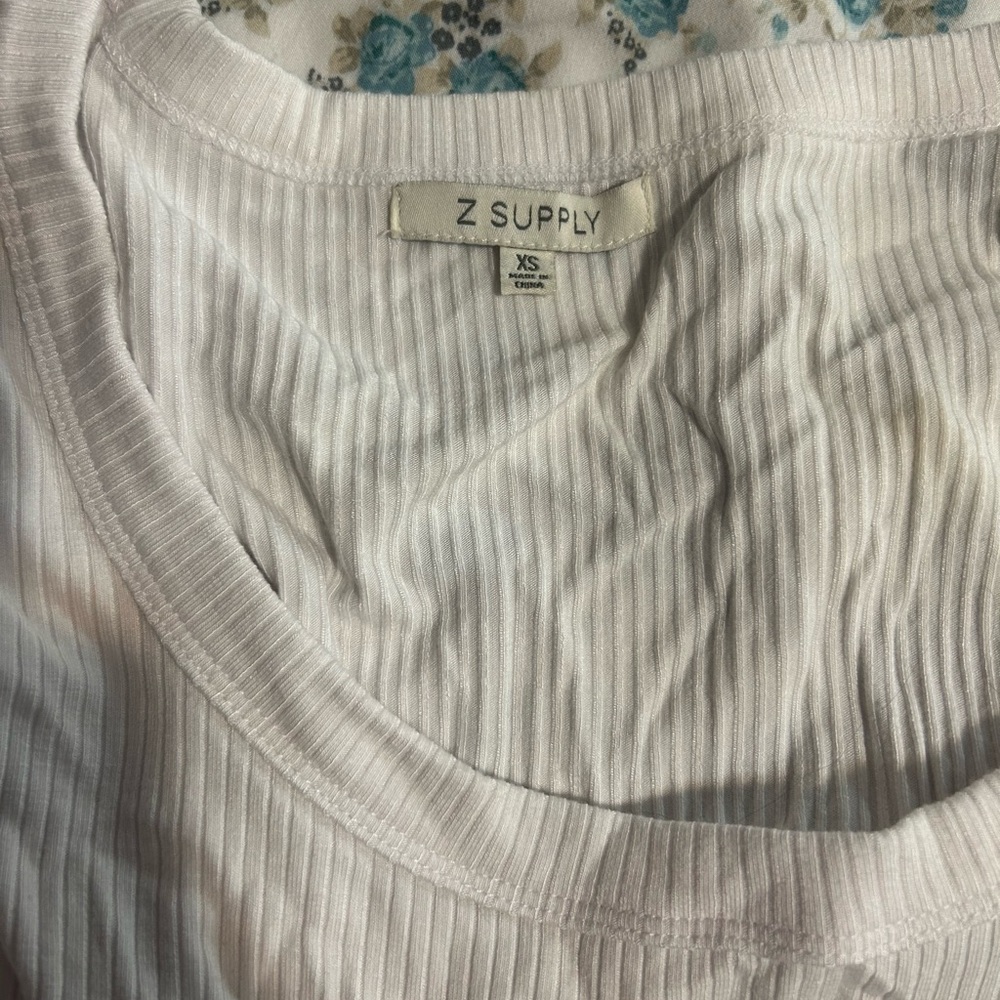 Z Supply Ivory Ribbed Tee
